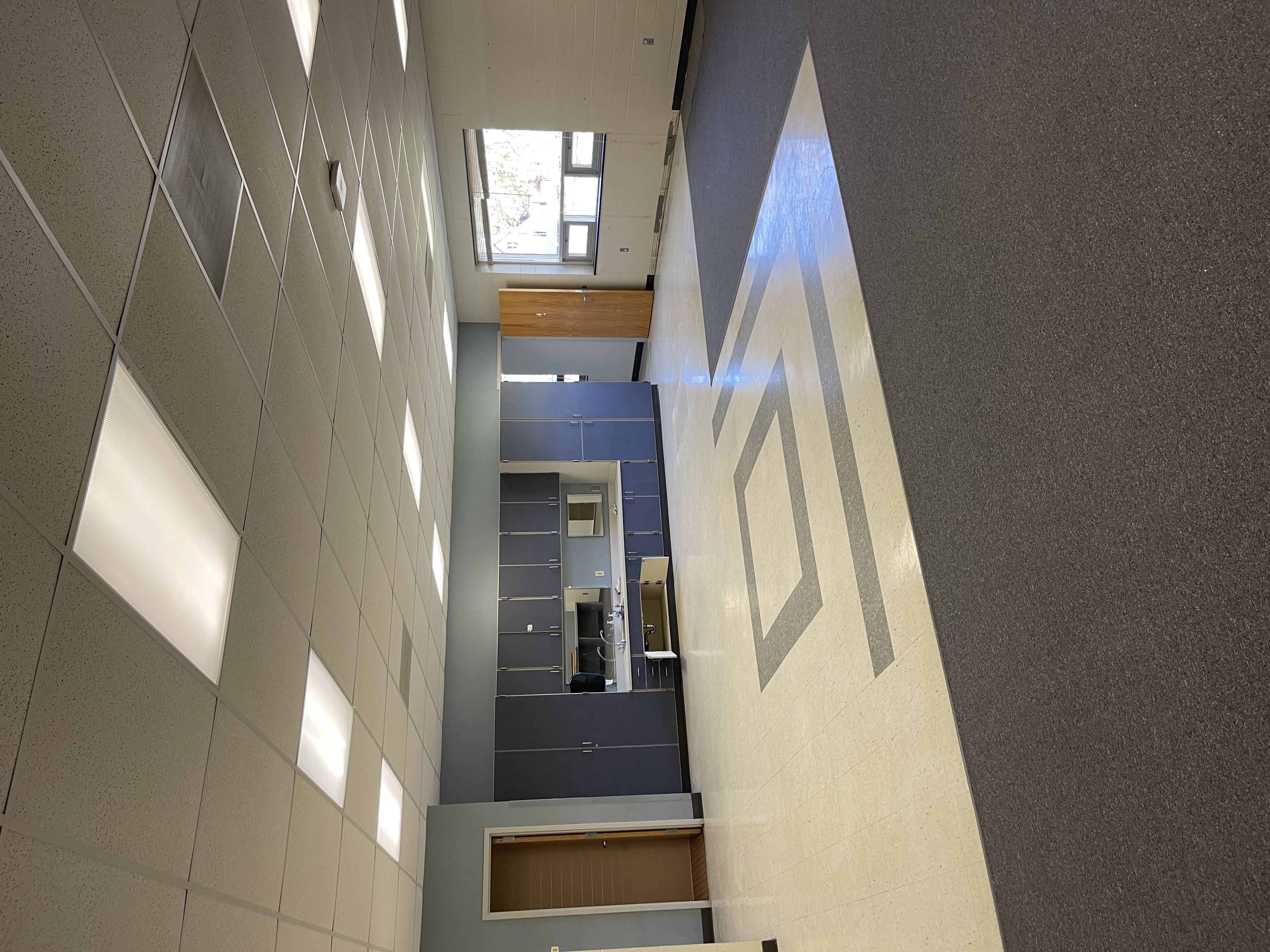 Hallway with Eagle Valley logo on floor