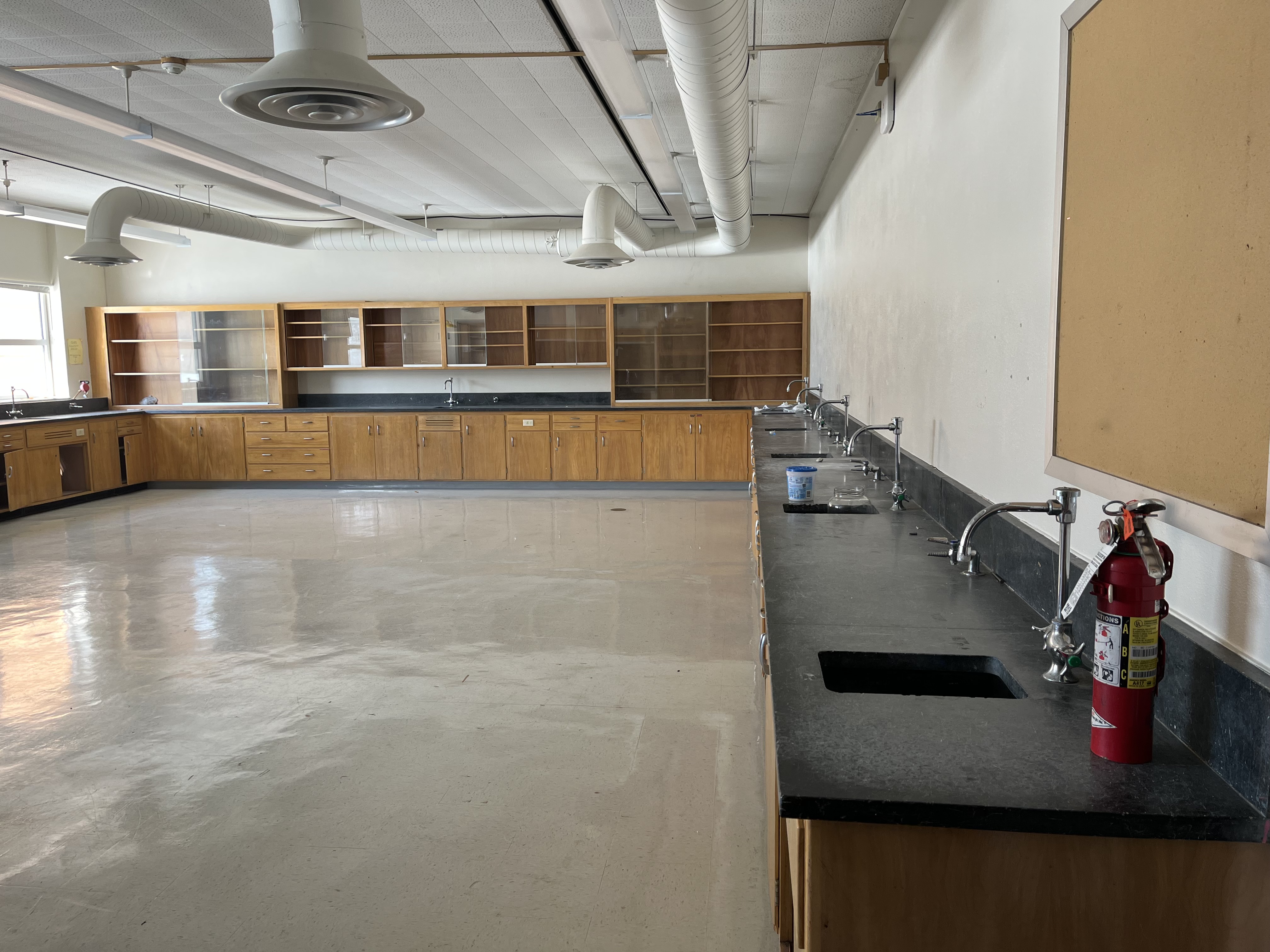 Science lab with sinks and counters